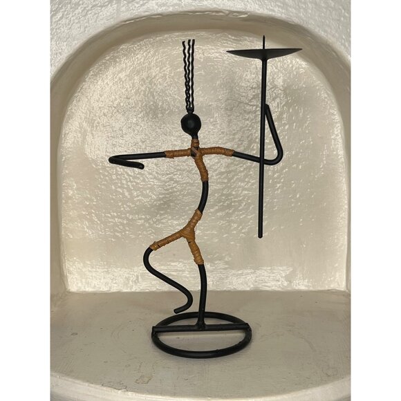 Vintage 1960's Pair of Laurids Lonborg Figure Dancing Candle Holders 9in & 12in - Picture 8 of 13